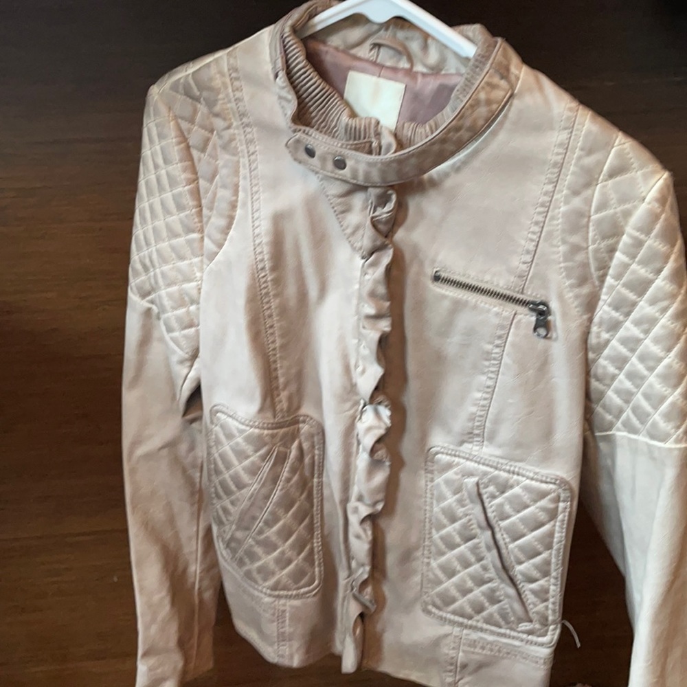 Grey leather detailed bomber jacket
